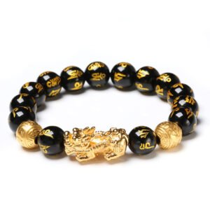 Feng Shui Bracelet - Pixiu Black Obsidian Bracelet for Wealth